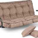 Outdoor Swing Cushions Waterproof, Thicken Porch Swing Cushion Replacement, 70 Inch Bench Seat Cushions for Garden Furniture Pad (Khaki, 40X70 inch)
