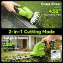 2 in 1 Hedge Trimmer Cordless, 7.2V Electric Grass Cutter and Hedge Shears, Handheld Shrub Bush Trimmer, Lightweight Grass Shears with 2 Blades, Rechargeable Garden Tool with Battery and Type-C Cable