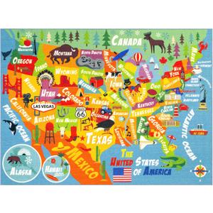 KC Cubs: Educational Rug: USA Map - 8x10' Playmat -Interactive Geography Play, United States Activity Area Carpet, Bedroom-Classroom, Baby-Toddler-Kid (6" x 8'5" (Rectangular))