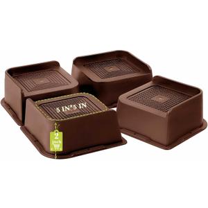 Bed Risers 1 inch, 2 inch, 3 inch, 4 inch, 6 inch, 8 inch Heavy Duty, Oversized Furniture Riser for Couch Sofa Table Chair Leg Frame Dorm, Support up to 6000 Lbs (Chocolat Brown 4 Pack, 2 inch)