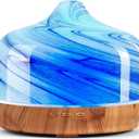 Porseme 500ml Glass Essential Oil Diffuser Aromatherapy Ultrasonic Cool Mist Humidifier 15-21 Running Hours Waterless Auto-Off Air Diffusers for Sleeping, Yoga, Office Working, Spa and Rest (Ink)