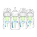 Dr. Brown's Natural Flow Anti-Colic Options+ Wide-Neck Baby Bottles 5 oz/150 mL,with Level 1 Slow Flow Nipple,4 Pack,0m+