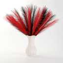 Pampas Grass Small Black&Red, 30 Pcs 17" Halloween Steems Faux Pampas Grass Short Decor, Pompas Grass Flower Arrangement and Vase Filler for Boho Home Wedding Decoration