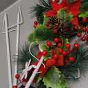 2 Pack Solar Christmas Decorations Outdoor, 32 Inch Solar Christmas Cross Stake Lights, Waterproof Grave Decorations with Poinsettia Flower Pinecones Red Berries for Garden Yard Patio Lawn Cemetery