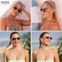 SOJOS Retro Polarized Aviator Sunglasses for Women Men, Vintage Rectangle 70s Style Womens Mens Sun Glasses SJ1250