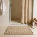 Sunfly Waffle Bath Mat, Boho Bath Rugs for Bathroom Floor Super Absorbent & Quick Dry, Non-Slip Washable Bath Mat with Tassels, Ultra Soft Farmhouse Bathroom Decor 24"*36" Beige