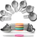 Stainless Steel Measuring Cups & Spoons Set, EWFEN Kitchen Tools Nesting Measuring Cups and Spoons, Fits in Spice Jars for Baking & Cooking, BPA Free, Set of 15 with Leveler, Multicolor