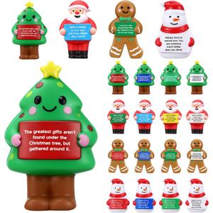 16 Pcs Christmas Stress Positive Gifts for Coworkers Christmas Figurines Bulk for Adult Mini Foam Relief Encouraging Gifts for Office Xmas Party Stocking Stuffed
