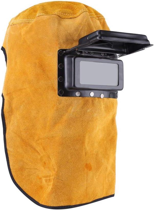 Welding Helmet, Heat Breathable Welding Mask with Lens, Leather Mask for TIG MIG ARC Weld Hood Helmet
