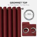 Joydeco Blackout Patio Sliding Door Curtains 90 Inches Long, Grommet Privacy Room Divider Curtains, Extra Wide Thermal Blackout Drapes for Bedroom Living Room (Burgundy Red, 70Wx90L, 1 Panel)