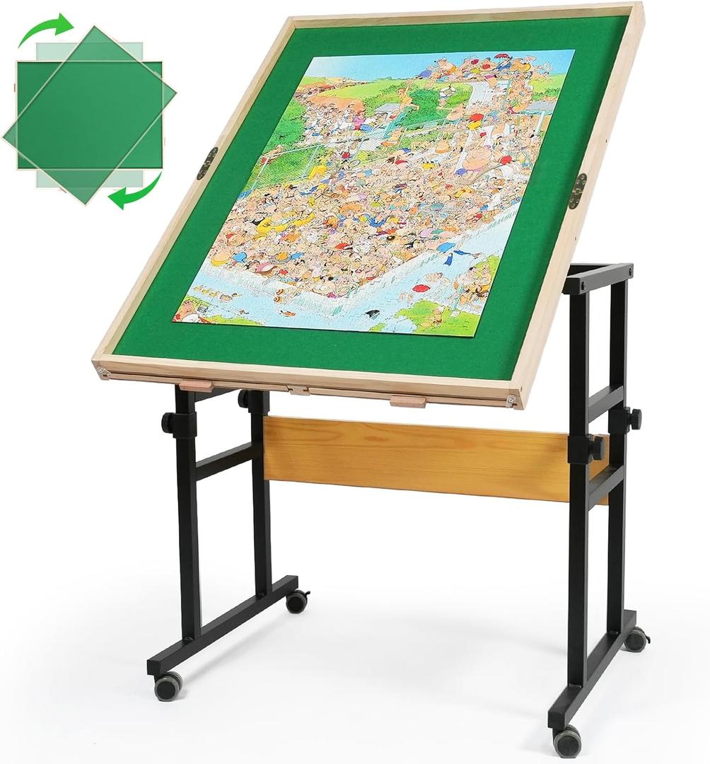 ALL4JIG 2000 Pieces Puzzle Board for Adults Gifts, Wooden Jigsaw Puzzle Table with 4 Drawers, 360Rotating Panel & Locking Knob, Vertical Usage Option (Large)