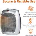 Amazon Basics Ceramic Space Heater, Portable Indoor Heating Solution, With Overheat and Tip-Over Protection, Thermostat, Non-Oscillating, 1500W, Fast Heating, 7.52"D x 6.34"W x 9.45"H, Silver