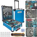 Arcwares 799pcs Aluminum Trolley Case Tool Set Silver, House Repair Kit Set, Household Hand Tool Set, with Tool Belt