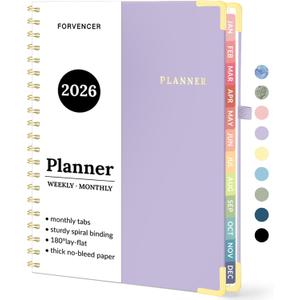 2026 Planner, Forvencer Calendar Planner Weekly and Monthly, Jan 2026-Dec 2026, 8.5" X 11", Hardcover Agenda Book, Daily Journal Organizer with Inner Pocket, Notebook for Office School, A4, Purple