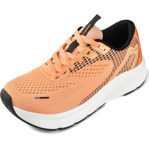 JACKSHIBO Wide Toe Box Shoes for Men Arch Support Shoes Wide Width Sneakers for Running Walking Athletic Tennis Orthopedic Plantar Fasciitis Workout with Thick Cushioned Zero Drop Sole (10.5 Wide, Orange)