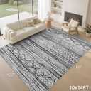 cotiled 10x14 Area Rug Living Room: Washable Boho Rugs with Non Slip Backing Large Soft Indoor Stain Resistant Carpet for Bedroom Farmhouse Dining Room Lightweight Home Decor White/Black