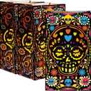 24 Pcs Halloween Day of The Dead Luminary Bags Paper Treat Bags Black Dia de Muertos Flame Resistant Candle Bags Goodie Present Wrap Bags for Halloween Party Favors Supplies