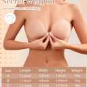 Sticky Bra Push Up Cloth Padded Add Cup Adhesive Bras Strapless Reusable Invisible for Women Backless Dress (D, Nude)