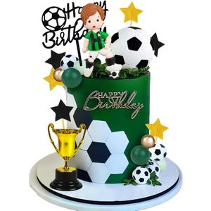 Soccer Cake Topper Decorations Soccer Player Clay Figurine Decorations for Football Sport Birthday Supplies (Style 01)