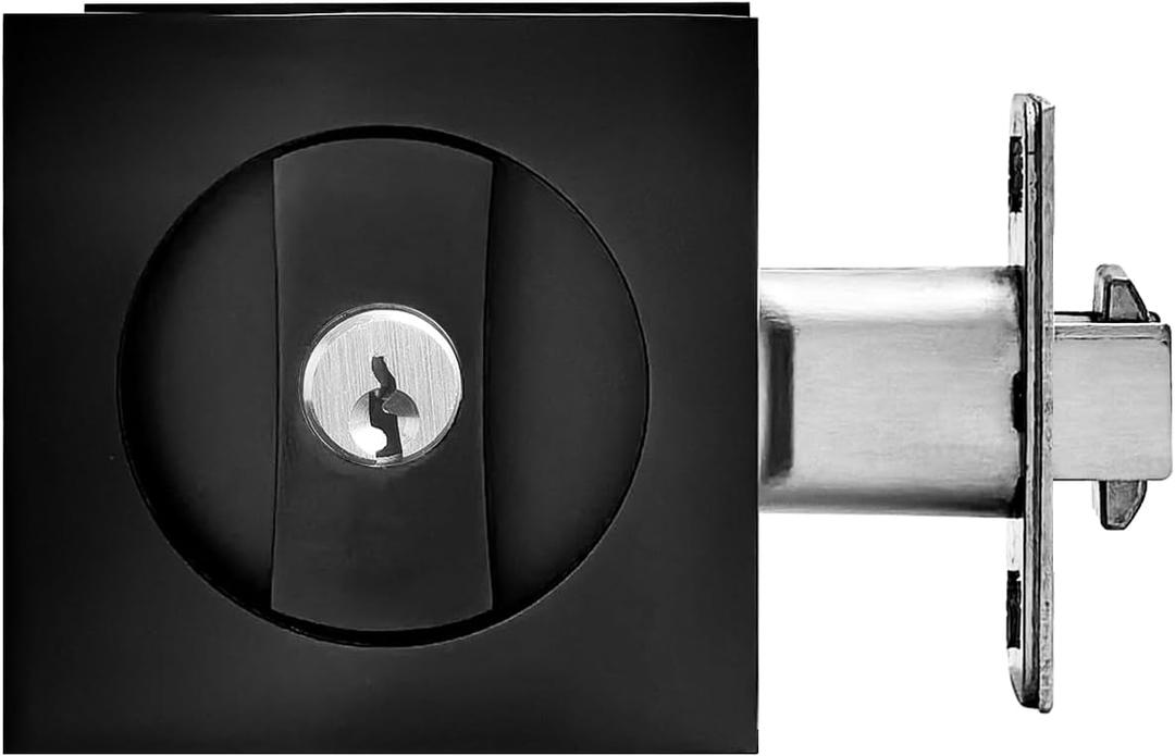 Pocket Door Lock with Key,Privacy Door Hardware Suitable for Bathroom Bedroom etc Recessed 2 Sided, 2 3/8" Backset, Invisible Hardware for 1 3/8 to 2 3/16 Thickness Door (Black)