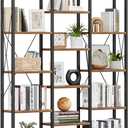 NUMENN Triple Bookshelf, 5-Tier Bookcase with 14 Display Shelves, Vintage