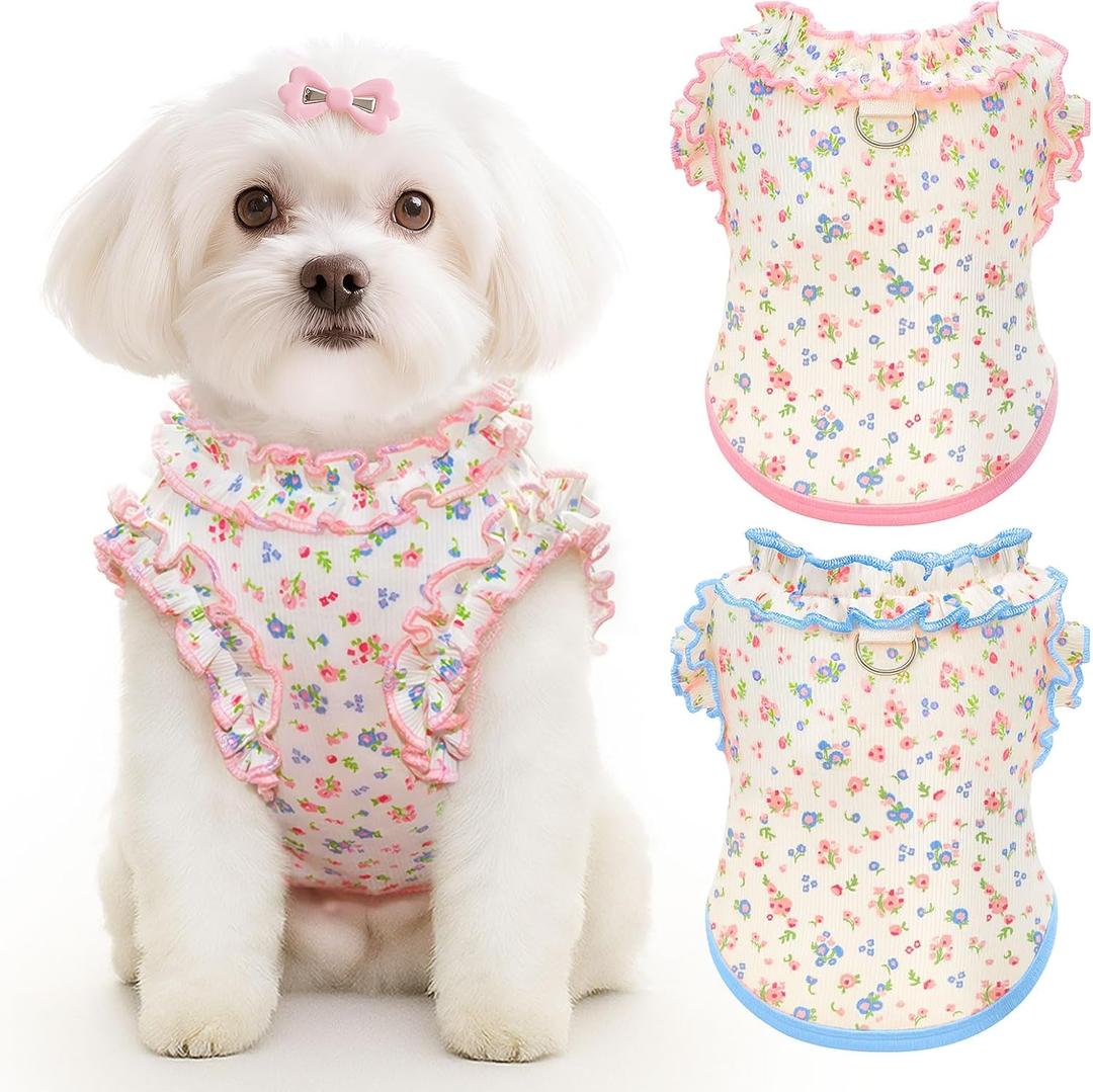 Dog Shirt for Dogs Breathable Summer Clothes with Ruffled Sleeves Dog Tshirt Stretchy Pet Tee for Puppies Sphynx Cats Kitten Frenchie Dachshund XL