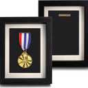 Coloch 2 Pack Medal Display Case, 6X 8 Wood Single Medal Display Frame Marathon Medal Storage Stand Decorative Badge Stand Box Glass Picture Frame for Marathon, Swimming, All Sports Medal (No Medal)