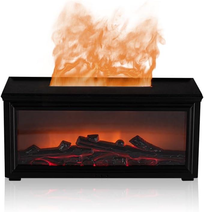 280ML Fireplace Diffuser Essential Oils Diffuser Flame Humidifier with 7 Colorful Lights Timer Remote Control for Home Office Bedroom Yoga SPA Hotel