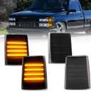 Bestview Front Corner Light Assembly Compatible with 1988-1993 Chevy C/K 1500 2500 3500 C10 Silverado Suburban Tahoe, Upgraded Harness Design, Smoked Lens Amber LED 4Pcs