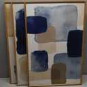Large Abstract Navy Blue Brown Framed Canvas Wall Art Set,Modern Minimalist Color Blocks Wall Decor,Neutral Geometric Brushstrokes Artwork for Living Room,Bedroom,Office-16 x24 x3