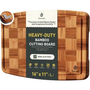 Heavy Duty Bamboo Cutting Board Non Slip Heavy Duty Over Sink Wooden Wood Cutting Board for Kitchen Chopping Board Extra Large Big Small Best House Warming Gift, 16*11 in