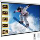 YODOLLA Projector Screen Motorized 100" 16:9, 4K 3D HD Electric Projector Screen Wall Mounted Automatic Ceiling Retractable Drop Down Projection Screen with Remote Movie Screen for Indoor Outdoor Use