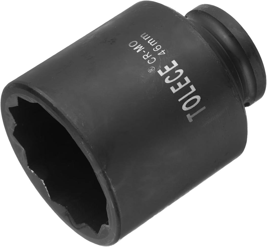 uxcell 1/2-Inch Drive 46mm 12-Point Deep Impact Socket, CR-MO Steel 78mm Length, Metric Sizes