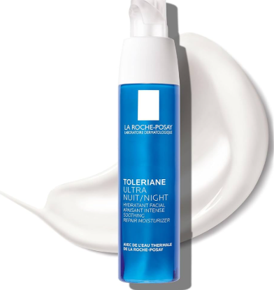 La RochePosay Toleriane Dermallergo Night Cream for Face, Intense Soothing Moisturizer with Vitamin E, Allergy Tested, for Sensitive Skin, Formerly Toleriane Ultra Night