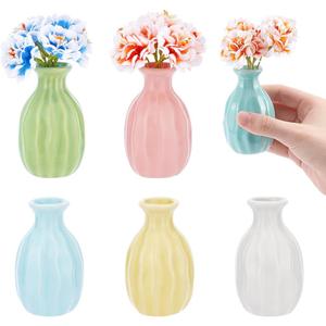 NBEADS 6 Pcs Mini Ceramic Flower Vase, Rustic Decor Vase Modern Farmhouse Multicolored Plain Small Vases for Flowers Small Plants Floral Dining Room Shelf