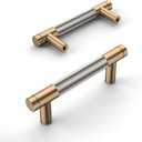Amerdeco 10 Pack Champagne Bronze and Brushed Nickel Knurled Cabinet Pulls 3 Inch Hole Center to Hole Center Kitchen Cabinet Handles for Drawer Dresser, Cupboard and Wardrobe ZH0040