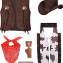 TOGROP Cowboy Costume for Boys 5pcs Kids Cowgirl Western Dress Up Party Cosplay 3-13 Years (6-7 Years)