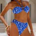 ANRABESS Bikini Sets for Women Bandeau O Ring 2 Piece Swimsuit Floral Halter Tie Back Bathing Suit 2026 Summer Beach Swimwear (Blue, XL)