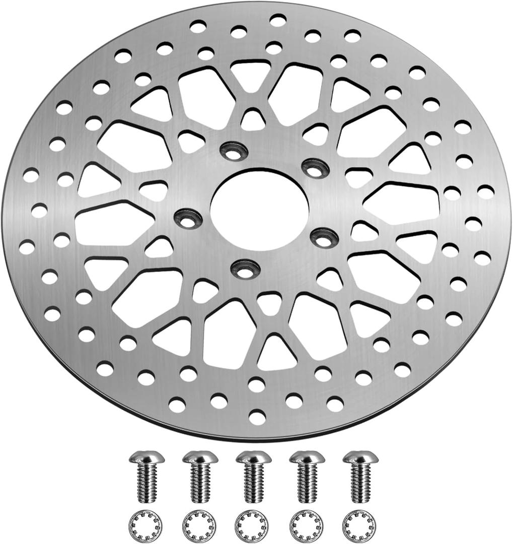 11.8''Harley Front Rotor Compatible with Harley Electra Glide/Road Glide/Road King/Street Glide/CVO Road Glide/CVO Limited FLHTKSE Brushed Finish Stainless Steel Disc Rotors