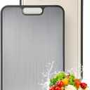 Titanium Cutting Board for Kitchen, Non Toxic Stainless Steel Cutting Board Double Sided, Food Grade Pure Titanium & Wheat Straw PP, Meat & Vegetable Chopping Boards, Scratch Resistant, Large 1611