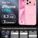 Magnetic Shockproof for iPhone 17 Pro Case,[Full Camera Protection][Compatible with Magsafe][Non-Slip][Mil-Grade Protection]Slim Anti-Yellow Translucent Matte Phone Case for iPhone 17 Pro,Pink
