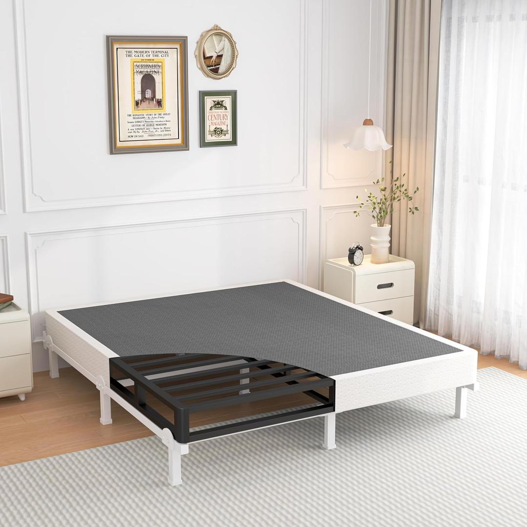 ROIL 5 Inch King Box Spring, Heavy Duty Metal Low Profile Bed Base Mattress Foundation with Fabric Cover, 3500lbs Max Weight Capacity, Easy Assembly, Noise Free, Non-Slip