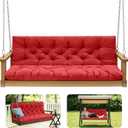 Porch Swing Cushions,Outdoor Cushions 3 Seater Replacement with Backrest, Waterproof Thickened Bench Cushion with Ties for Porch, Patio,Outdoor, Backyard and Garden (Red 60 * 40 in)