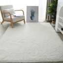 Plush Area Rug Rugs, Non-Slip Fluffy Shaggy Area Rug for Living Room, Rectangular Floor Mat Beside Carpet for Girls Kids Nursery Room Pet Carpet Home Decor Floor Mat White 6x9Ft