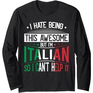 Italian Roots Outfit Funny Italy Heritage Men Women Long Sleeve TShirt, 2XL
