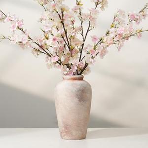 10.8 Inch Tall Vintage Ceramic Flower Vase,Rustic Farmhouse Vase for Home Decor,Distressed Decorative Terracotta Vase for Table Entryway Mantel Centerpiece Bookshelf Living Room (101-terracotta)