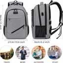 Asenlin Travel Laptop Backpack for Women & Men,Water Resistant Business Slim Sturdy Laptops Backpack with USB Charging Port,Fits 15.6 Inch Notebook College School Computer Bag-Grey