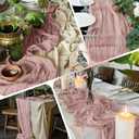 14 Pack Dusty Pink Cheesecloth Table Runner 17x108 Inch Semi Sheer Boho Gauze Cheese Cloth Fabric Table Runners, for Wedding Party Baby Shower Birthday Home Decor Garden Farmhouse