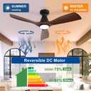 Depuley 42-Inch Ceiling Fans with Lights: Walnut 3 Blade Flush Mount Low Profile Ceiling Fan for Bedroom - Dimmable Indoor Outdoor Fan with Remote Control Ultra Quiet DC Motor Timer