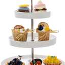 Sweese Porcelain 3-Tier Cupcake Stand - Elegant White Cake Stand for Desserts, Tiered Serving Tray for Parties, Weddings, Birthdays - Durable Stainless Steel Rods (10.5")